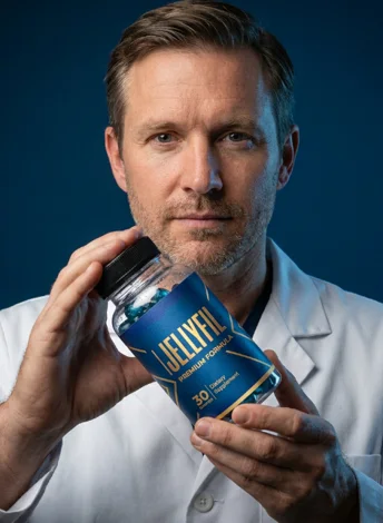 Health professional holding a bottle of JellyFil